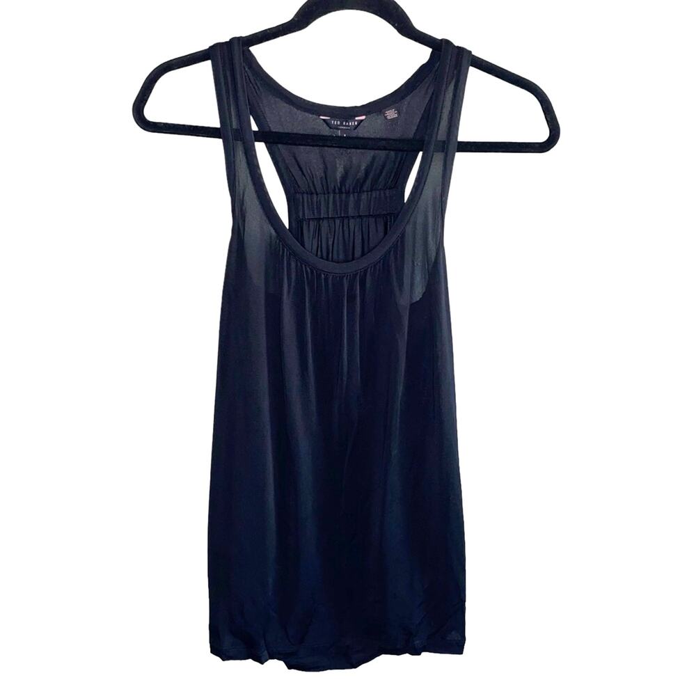 Ted Baker London Sheer Mesh Racerback Tank Top Black 1‎